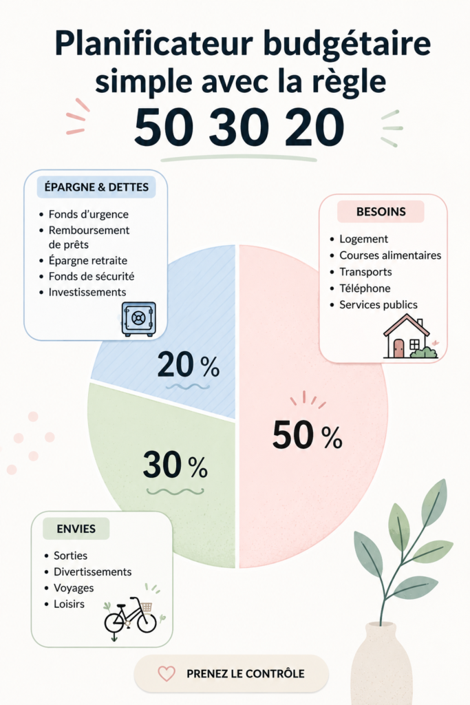 Illustration d'une femme utilisant un planificateur budgétaire pour gérer ses finances