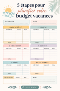 Femme qui planifie son budget vacances avec un carnet