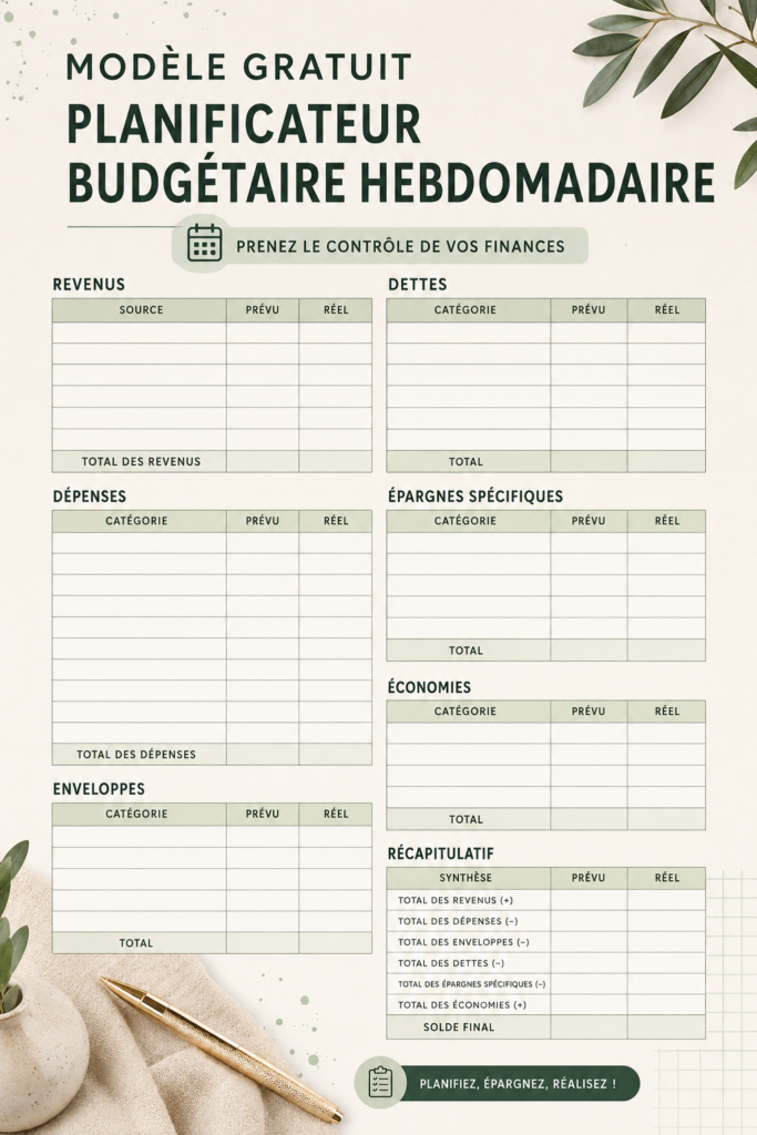 Modèle de budget hebdomadaire à imprimer pour une gestion financière simplifiée