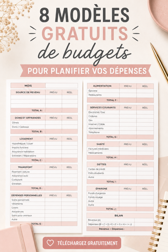 Tableau de modèles de budget gratuits pour la gestion des finances