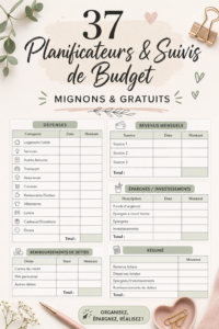 Un ensemble de planificateurs de budget à imprimer avec des designs colorés et attrayants.