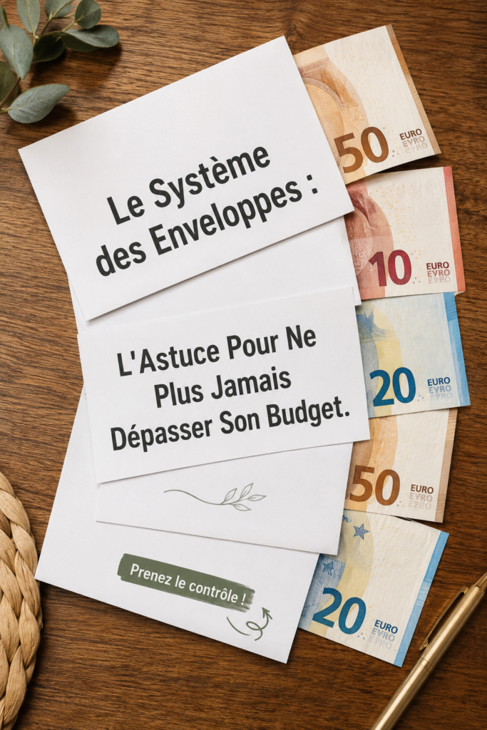 Une main tenant plusieurs enveloppes pour symboliser le système des enveloppes et la gestion budgétaire.