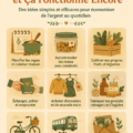 Une femme mettant en pratique des astuces de vie frugales dans sa cuisine.