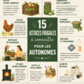 Visuel d'un jardin économique et productif mettant en avant des légumes frais cultivés soi-même.