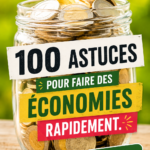 Une femme souriante consulte des astuces pour économiser de l'argent avec un carnet et un stylo.
