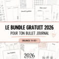 Illustration d'un Bullet Journal rempli de pages colorées et bien organisées.