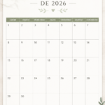 Calendrier gratuit pour mai 2026 avec des illustrations florales, prêt à être imprimé.