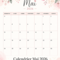 Calendrier de mai floral imprimable avec des motifs colorés