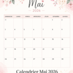 Calendrier de mai floral imprimable avec des motifs colorés