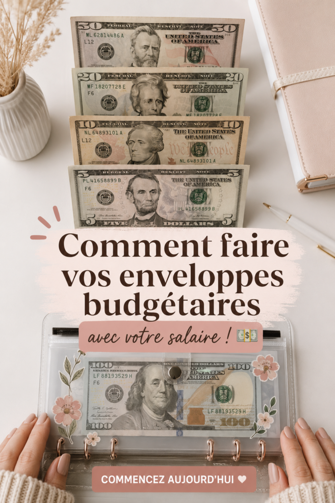 Femme organisant son budget avec la méthode de cash stuffing
