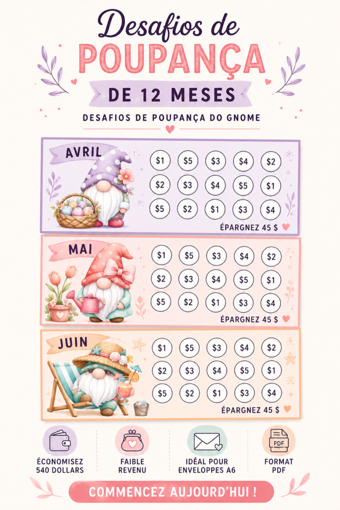 Image montrant une personne planifiant ses économies pour un défi de 12 mois avec des enveloppes.