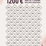 Illustration d'un défi d'épargne avec des enveloppes d'argent et un graphique de progression.
