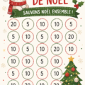 Défi d'épargne de Noël avec des décorations festives en arrière-plan
