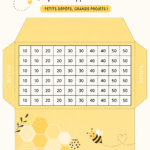 Défi d'épargne sur le thème des abeilles - des illustrations colorées de budget et d'épargne.
