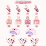 Enveloppe d'épargne pour manucure avec des billets et des illustrations de nail art