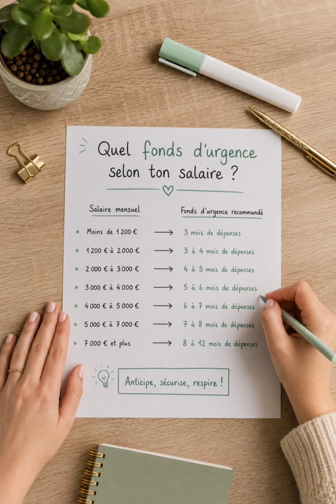 Femme réfléchissant à ses finances personnelles pour créer un fonds d'urgence adapté à son salaire.