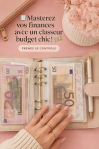 Classeur en cuir élégant ouvert avec des documents financiers à l'intérieur
