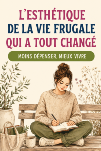 Une femme souriante dans une cuisine simple et ordonnée, évoquant un style de vie frugal et accueillant.