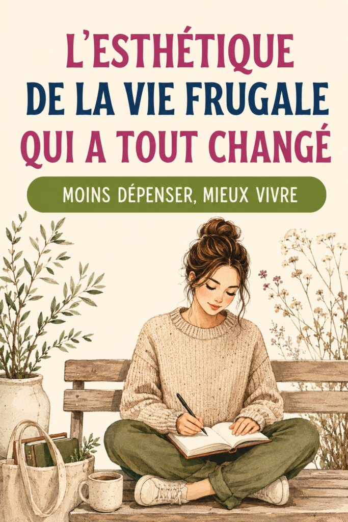 Une femme souriante dans une cuisine simple et ordonnée, évoquant un style de vie frugal et accueillant.