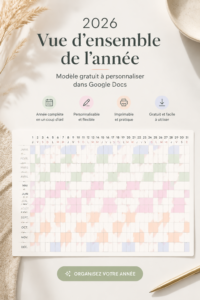 Modèle de calendrier 2026 à imprimer, sobre et élégant