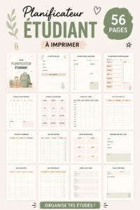 Planificateur étudiant gratuit à imprimer sur une table