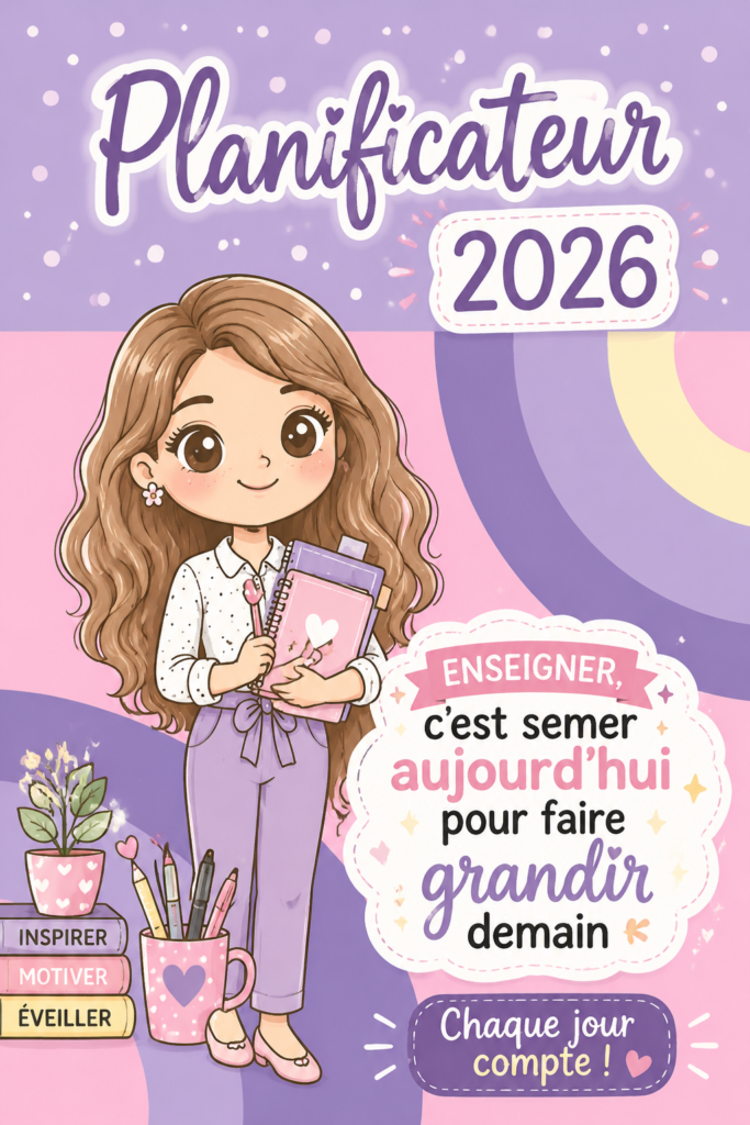 Un planner 2026 ouvert sur une table, avec des stylos et des notes colorées.