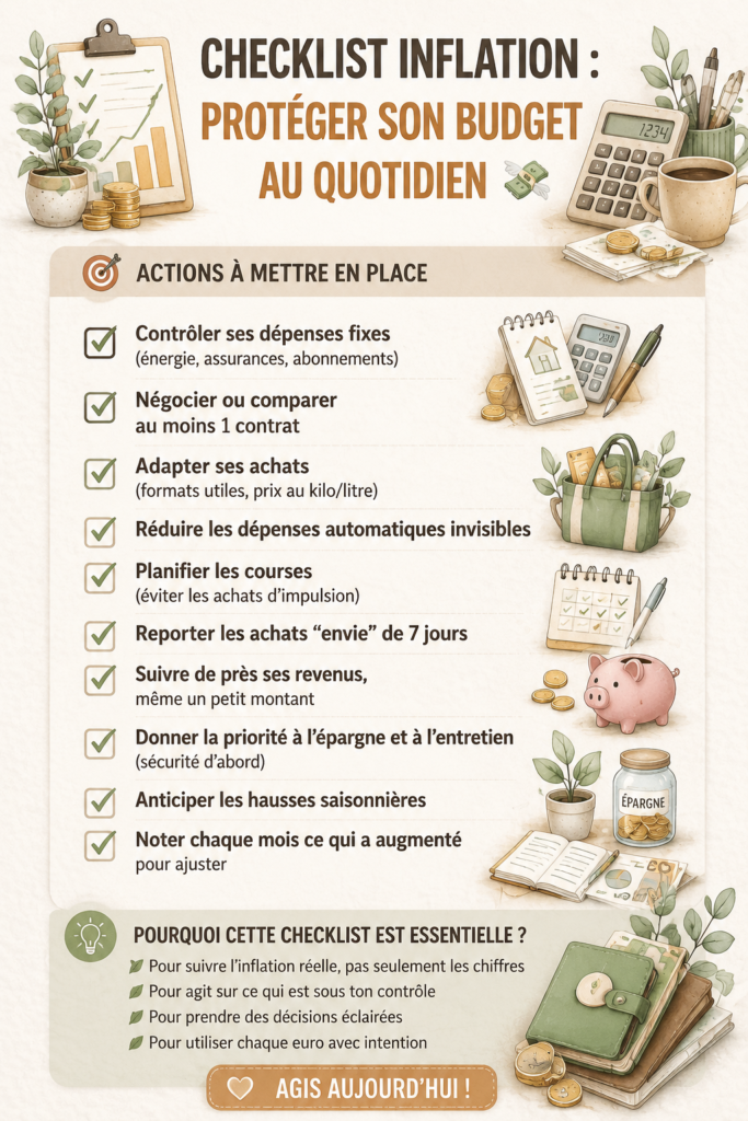 Femme méditant sur la gestion de son budget avec une calculatrice et un carnet.