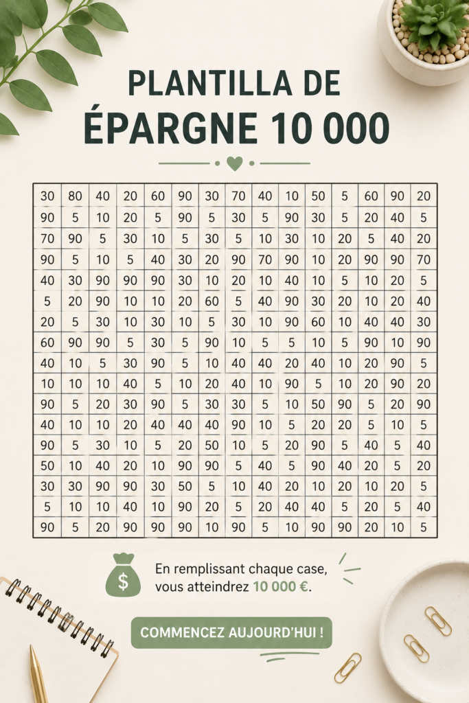 Une femme réfléchissant à ses finances avec un carnet et un stylo, représentant l'idée d'épargner 10 000 euros.