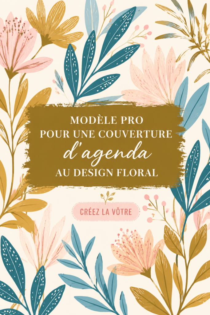 Couverture d'agenda florale créée sur Canva, alliant beauté et organisation.