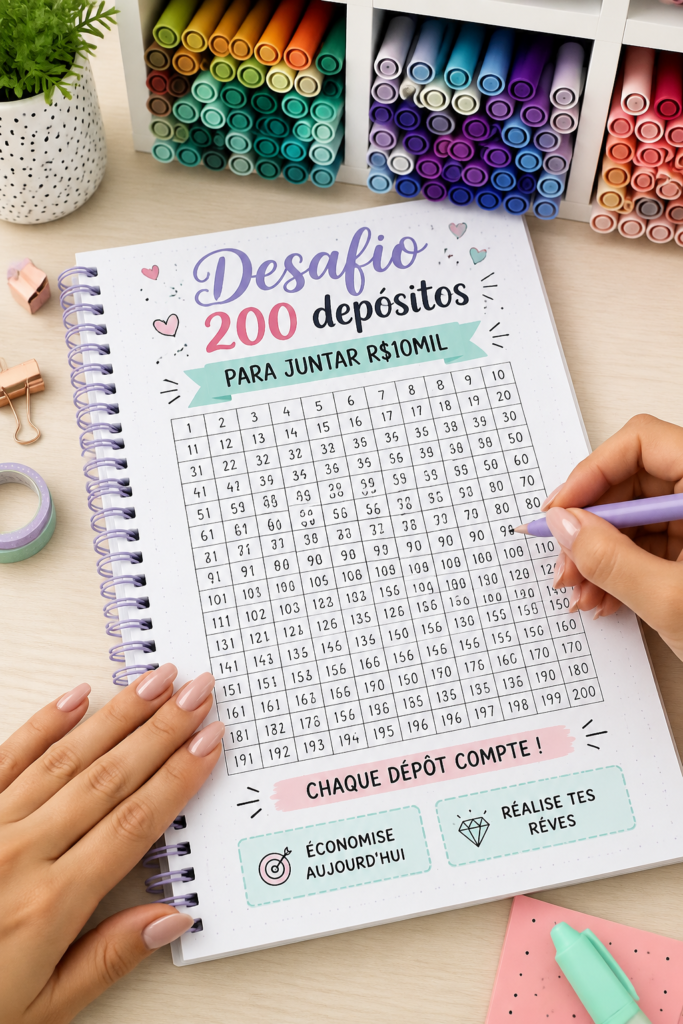 Défi d'épargne : 200 dépôts pour atteindre 10 000 €.