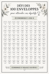 Illustration du défi des enveloppes pour économiser de l'argent de manière ludique
