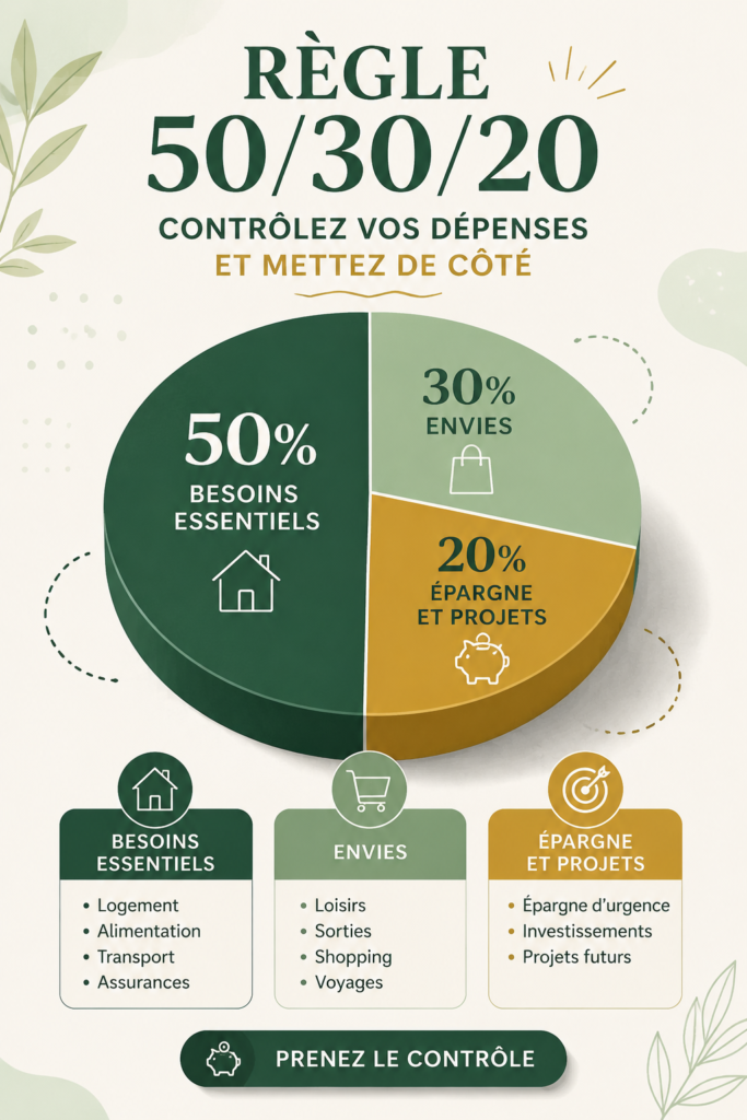 Femme souriante vérifiant son budget sur un ordinateur avec une tasse de café.