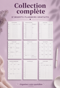 Collection d'inserts de planner gratuits à télécharger pour une organisation optimale.