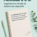 Un bureau bien organisé avec des fournitures d'études, représentant la méthode 3-3-3.