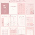 Planner floral 2025 avec des motifs de fleurs colorées sur fond clair.