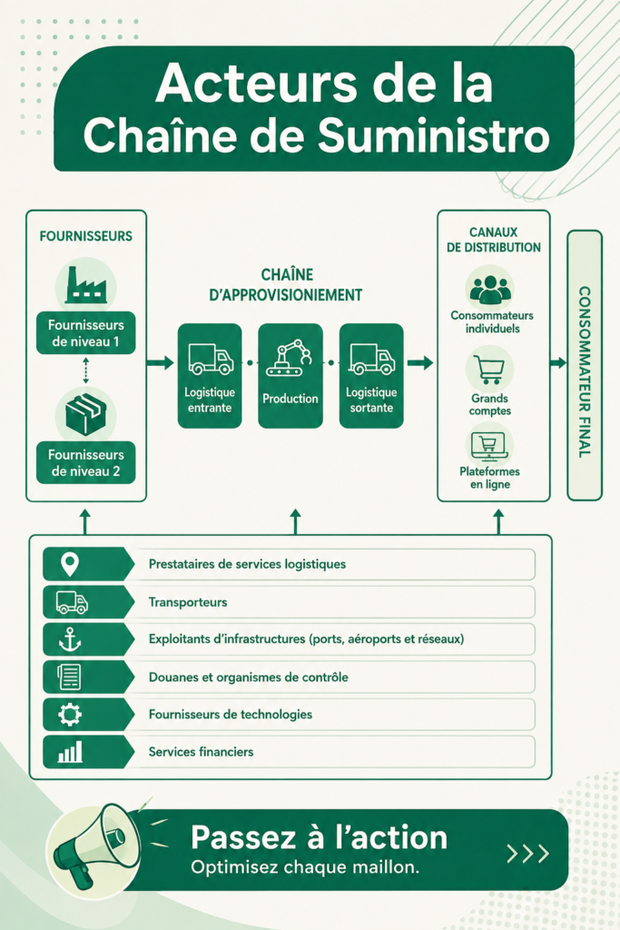 Illustration des acteurs clés dans la chaîne d'approvisionnement