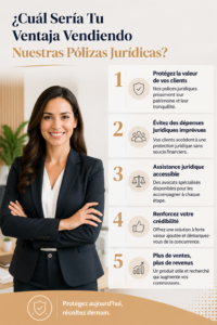 Une femme heureuse tenant une police juridique, mettant en avant les avantages de ce produit.