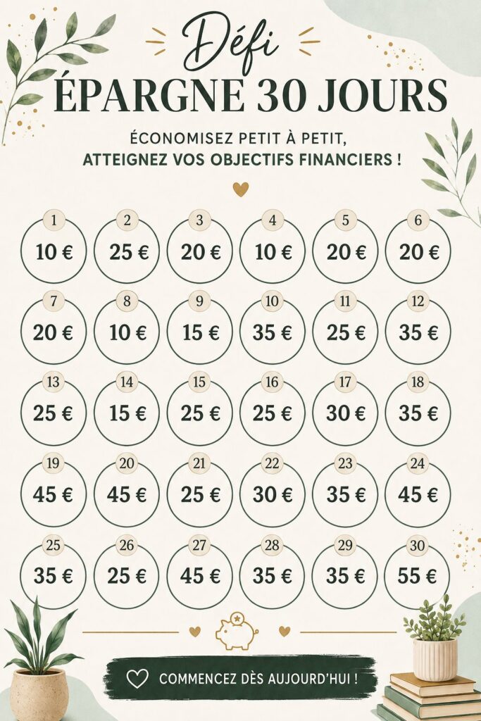 Femme souriante tenant une feuille de suivi de défi d'épargne