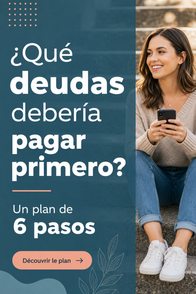 Femme heureuse gérant ses finances avec un plan de remboursement actif.