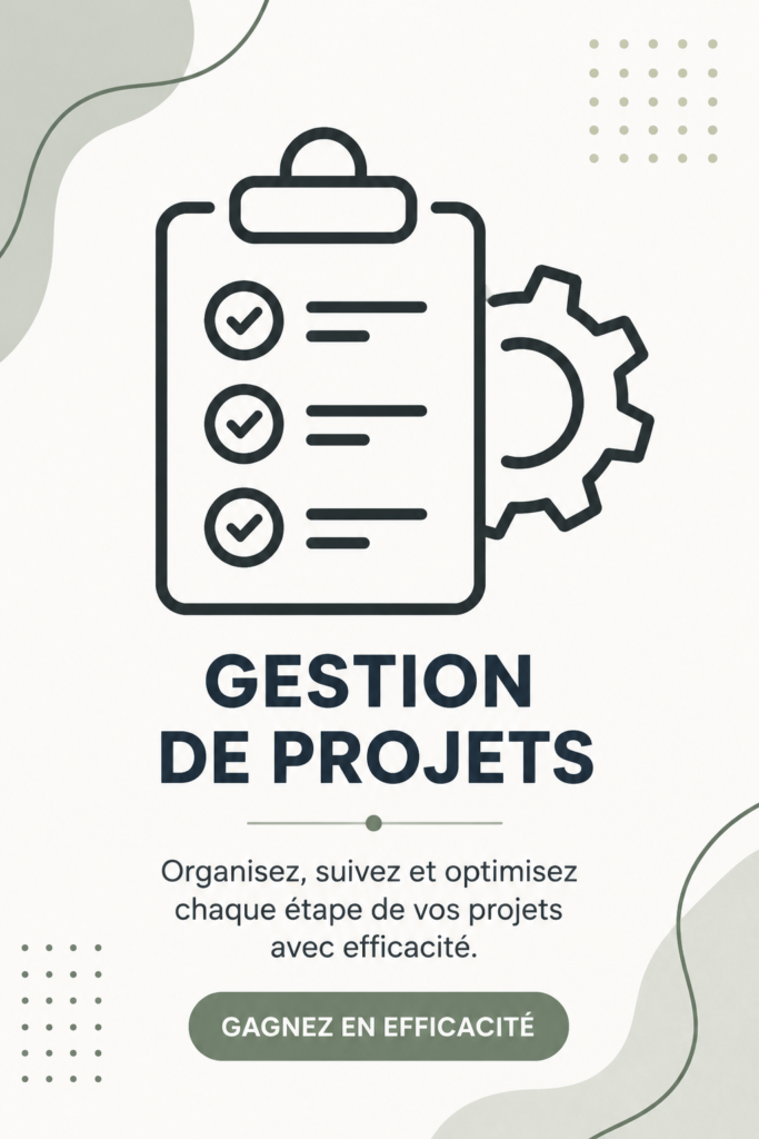 Illustration d'outils de gestion de projets budgétaires, avec des icônes représentant efficacité et organisation