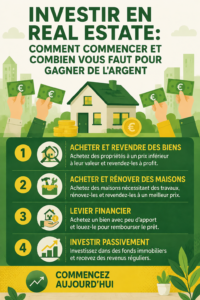 Femme souriante examinant des plans d'investissement immobilier.