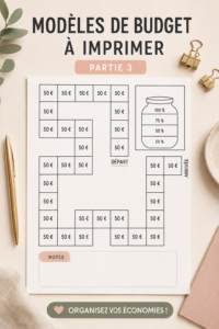 Un ensemble de modèles de budget gratuits à imprimer, colorés et organisés pour aider à la gestion financière.