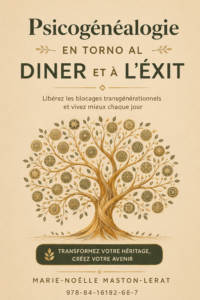 Un livre sur la psychogénéalogie et l'argent avec des notes personnelles, symbolisant l'importance de l'héritage familial dans la finance.