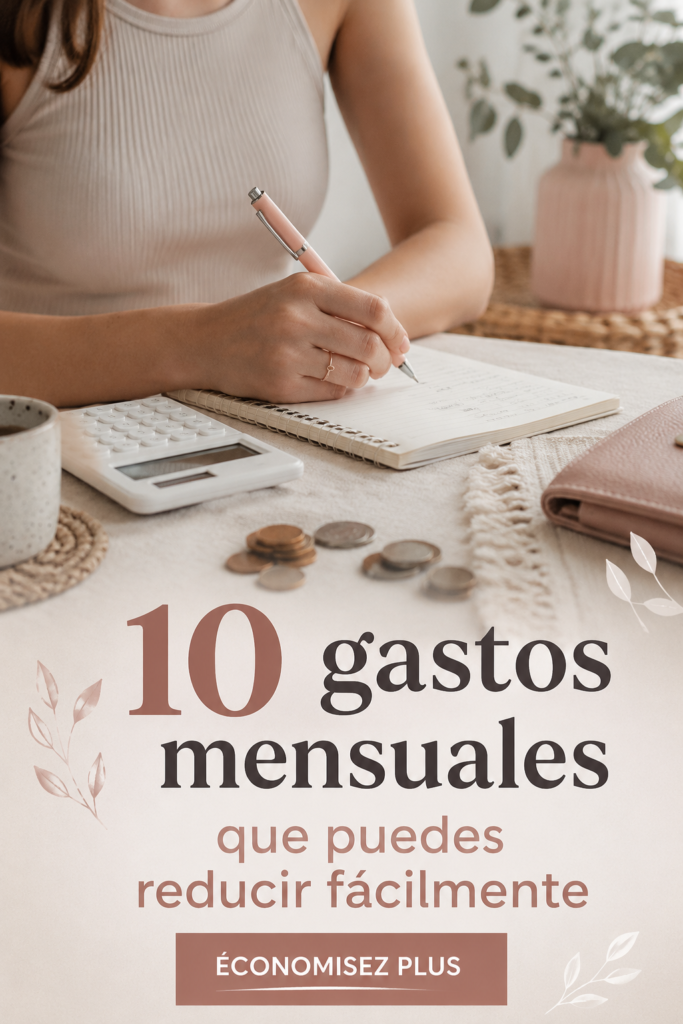 Femme examinant ses dépenses mensuelles avec un ordinateur portable et des notes.
