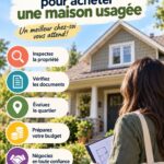 Une femme examine une maison d'occasion avant de l'acheter, représentant le processus d'achat immobilier.