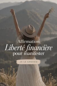 Femme méditant avec des affirmations sur la liberté financière