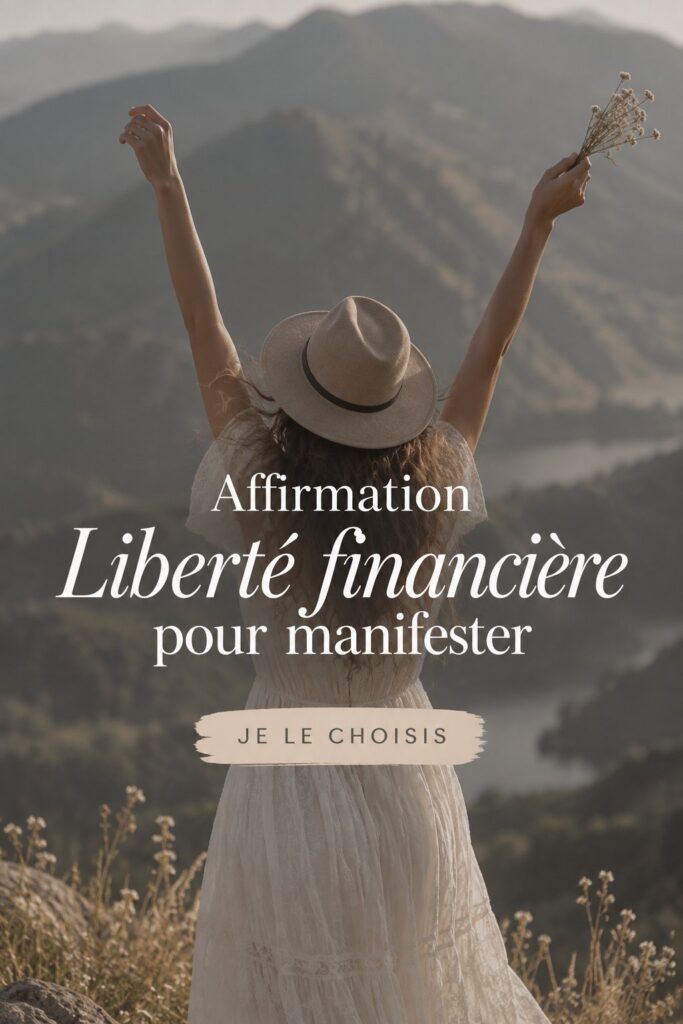 Femme méditant avec des affirmations sur la liberté financière