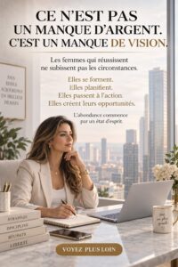 Femme souriante regardant un graphique de budget, représentant des problèmes financiers consécutifs à la surconsommation