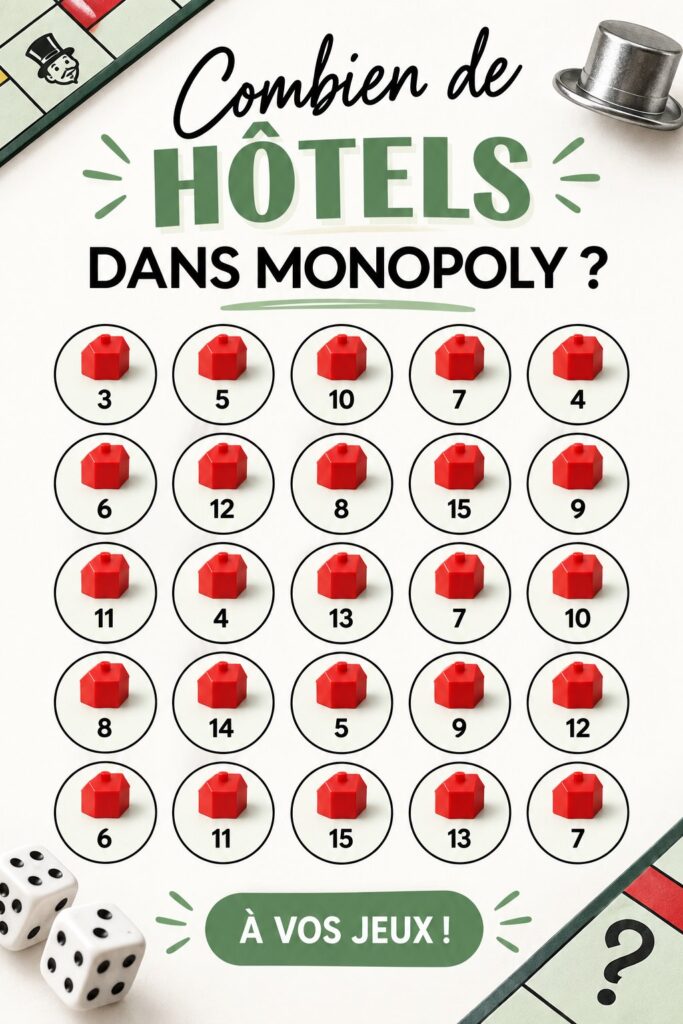 Une vue d'une partie de Monopoly avec des hôtels construits sur le plateau.