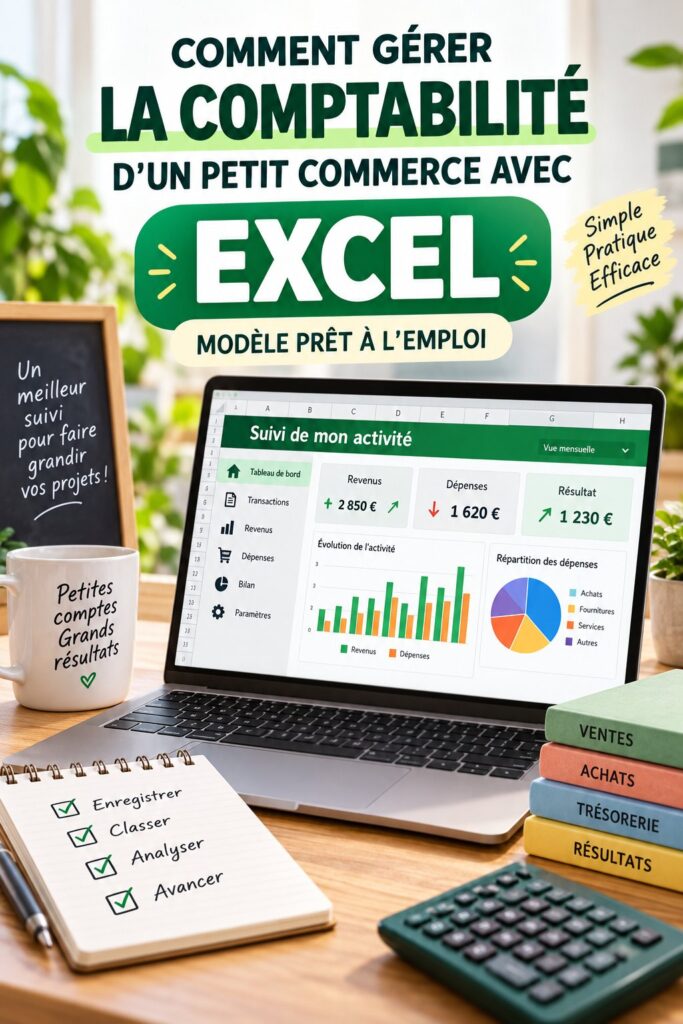 Une femme travaillant sur son ordinateur avec un tableau Excel pour sa comptabilité d'entreprise.